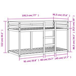 vidaXL Lit superposé Noir 90x190 cm Bois de pin massif
