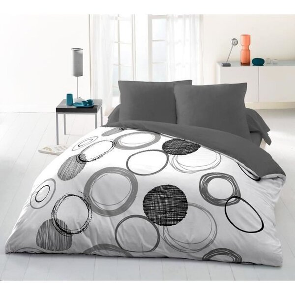 Parure de couette - 1 housse de couette 220 x 240 cm + 2 taies d'oreiller 63 x 63 cm - Gris clair