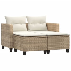 vidaXL Canapé de jardin 2 places avec tabourets beige résine tressée
