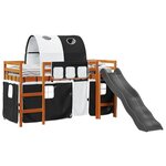 vidaXL Lit mezzanine enfants et tunnel blanc/noir 90x200 cm pin massif