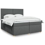 vidaXL Sommier à lattes de lit avec matelas Gris foncé 200x200cm Tissu
