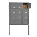 Bloc collectif Leabox  3x4  grade 3  simple face  extérieur  fixation sur pieds à sceller  gris poussière ral 7037 finition brillante