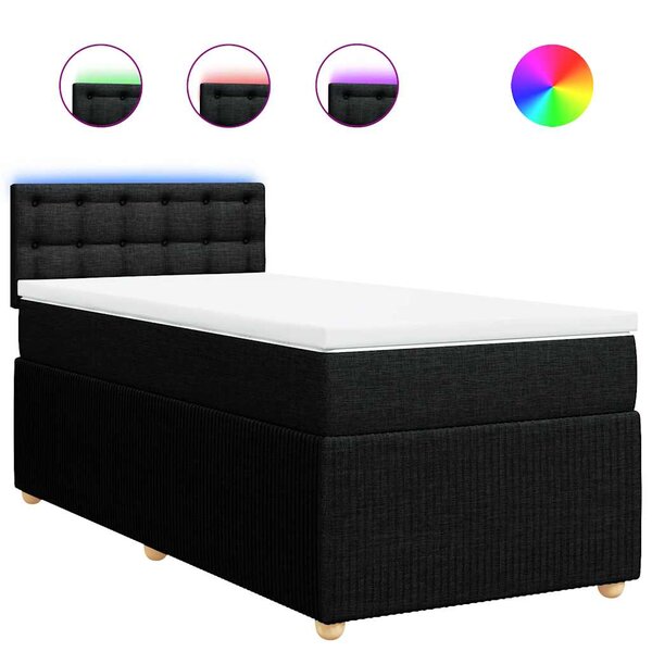 vidaXL Sommier à lattes de lit avec matelas Noir 90x190 cm Tissu