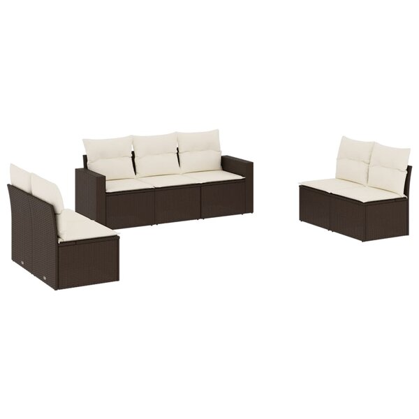 vidaXL Salon de jardin avec coussins 7 Pièces marron résine tressée