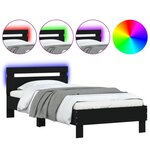 vidaXL Cadre de lit avec tête de lit et lumières LED noir 100x200 cm