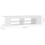 vidaXL Meuble TV avec lumières LED blanc brillant 135x39x30 cm