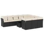 vidaXL Salon de jardin 11 Pièces avec coussins noir résine tressée