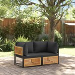 vidaXL Salon de jardin avec coussins 2 Pièces bois massif acacia