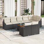 vidaXL Ensemble de Canapé de Jardin 9 Pièces avec Coussins Noir Poly Rattan Acacia