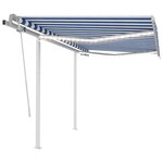 vidaXL Auvent manuel rétractable avec LED 3 5x2 5 m Bleu et blanc