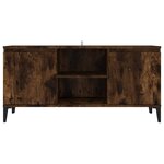 vidaXL Meuble TV avec pieds en métal Chêne fumé 103 5x35x50 cm
