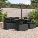 Ensemble de 6 Pièces de Canapés de Jardin avec Coussins Noir Poly Rattan