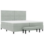 vidaXL Lit Box Spring avec Matelas & Banc Gris Clair 200x200 cm Velours