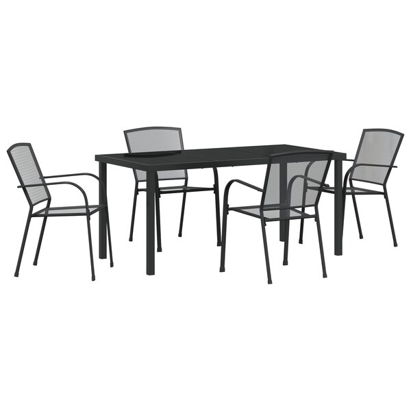 vidaXL Ensemble de repas de jardin 5 pièces en acier anthracite