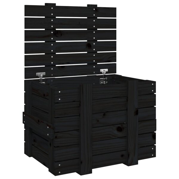 vidaXL Boîte de rangement Noir 58x40 5x42 cm Bois massif de pin