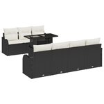Ensemble de canapés de jardin de 8 pièces avec coussins en rattan poly noir