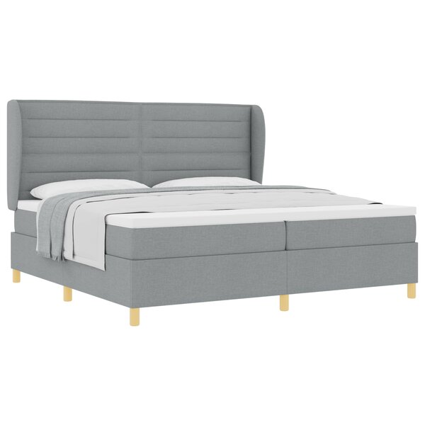 Lit avec sommier et matelas vidaXL - Gris clair  200x200 cm  Tissu