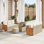 Set de Canapés de Jardin vidaXL 9 Pièces avec Coussins Beige Rotin Poly Acacia