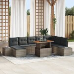 vidaXL Ensemble de canapé de jardin de 9 pièces avec coussins Gris Poly Rattan