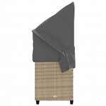 vidaXL Chaise longue avec auvent et coussins beige résine tressée