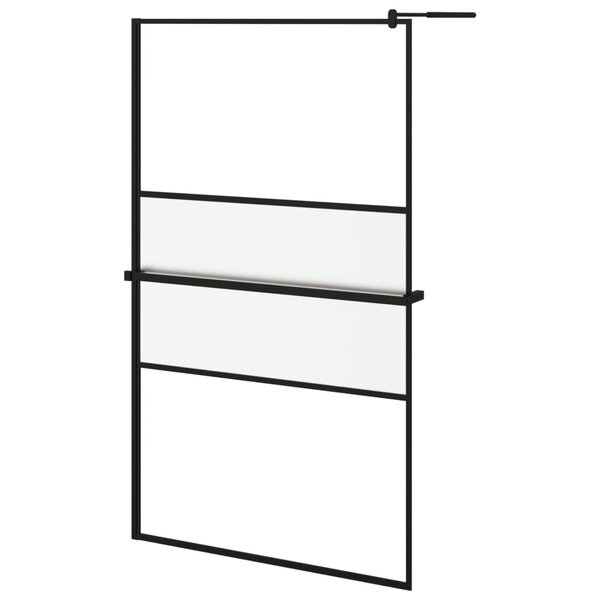 vidaXL Paroi de douche avec étagère Noir 115x195cm Verre ESG&Aluminium