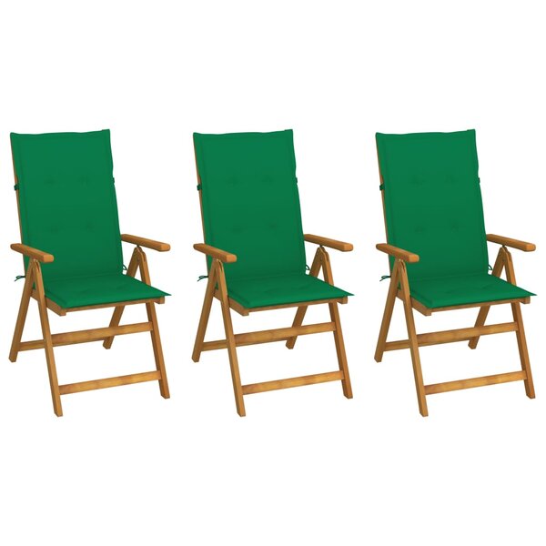 vidaXL Chaises pliables de jardin lot de 3 avec coussins Bois d'acacia