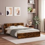 vidaXL Cadre de lit avec tête de lit chêne fumé 150x200 cm