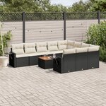 vidaXL Salon de jardin 11 Pièces avec coussins noir résine tressée