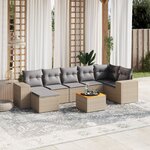 vidaXL Salon de jardin avec coussins 8 Pièces beige résine tressée