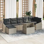 vidaXL Ensemble de canapé de jardin de 8 pièces avec coussins en gris clair poly rotin