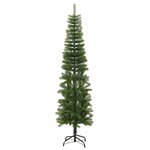 vidaXL Sapin de Noël artificiel mince avec support 210 cm PE