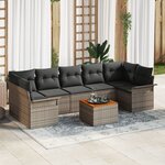 Ensemble de Canapé de Jardin vidaXL de 8 pièces avec Coussins en Poly Rattan Gris Acacia