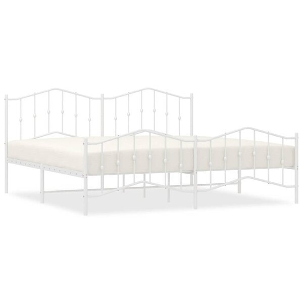 vidaXL Cadre de lit métal sans matelas et pied de lit blanc 193x203 cm