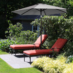 Parasol hexagonal inclinable dim. Ø 2 3 x 2 16H m métal polyester haute densité gris