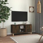 vidaXL Meuble TV avec pieds en bois solide Chêne fumé 103 5x35x50 cm