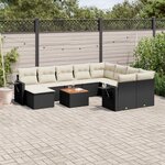 vidaXL Salon de jardin 11 Pièces avec coussins noir résine tressée