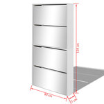 vidaXL Meuble à chaussures 4 étagères et miroir 63x17x134 cm Blanc
