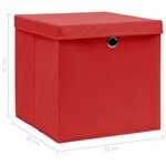 vidaXL Boîtes de rangement et couvercles 10 Pièces Rouge 32x32x32cm Tissu