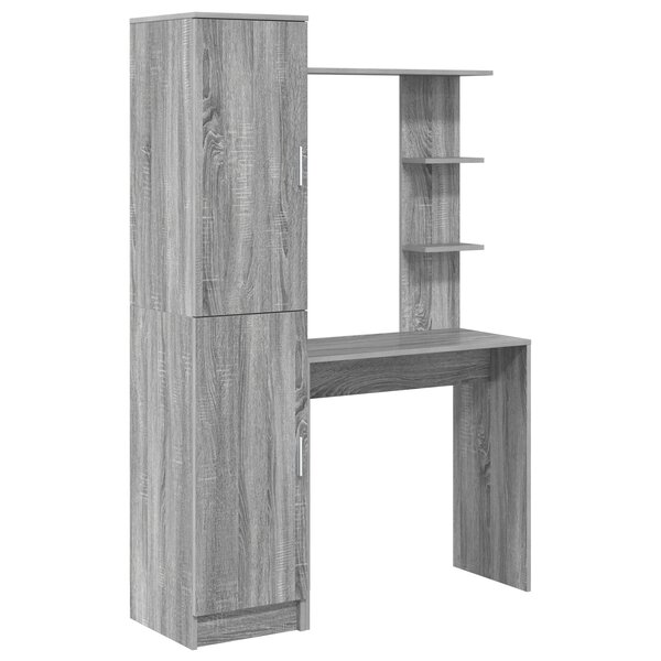 vidaXL Bureau avec rangement Gris Sonoma Bois d'ingénierie