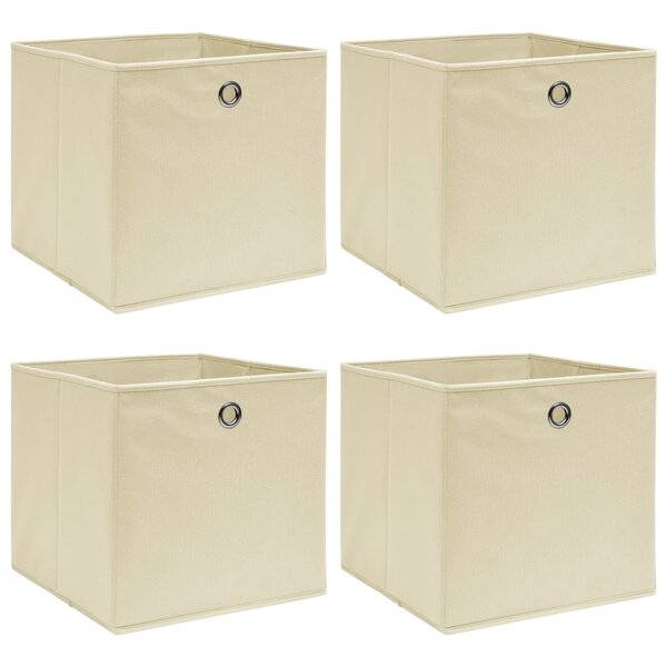 vidaXL Boîtes de rangement 4 Pièces Crème 32x32x32 cm Tissu