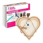 Coffret pyrogravure + 2 plateaux bois cœur à décorer