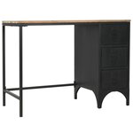 Bureau table meuble travail informatique à piédestal unique bois de sapin et acier 100 cm 0502131