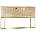 vidaXL buffet doré 120x30x75 cm bois de manguier massif