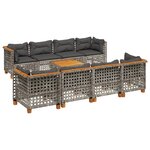 vidaXL Salon de jardin 9 Pièces avec coussins gris résine tressée