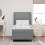 Lit à ressort vidaXL avec matelas gris clair 100x200 cm en tissu