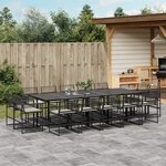 vidaXL Ensemble à manger de jardin 15 Pièces coussins noir résine tressée