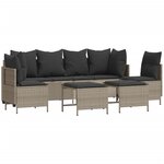vidaXL Salon de jardin 5 Pièces avec coussins gris clair résine tressée