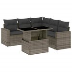 vidaXL Salon de jardin 6 Pièces avec coussins gris résine tressée