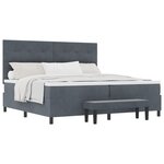 vidaXL Lit à Ressorts avec Matelas & Banc Gris Foncé 200x200 cm Velours