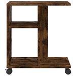 vidaXL Table d'appoint avec roues chêne fumé bois d'ingénierie